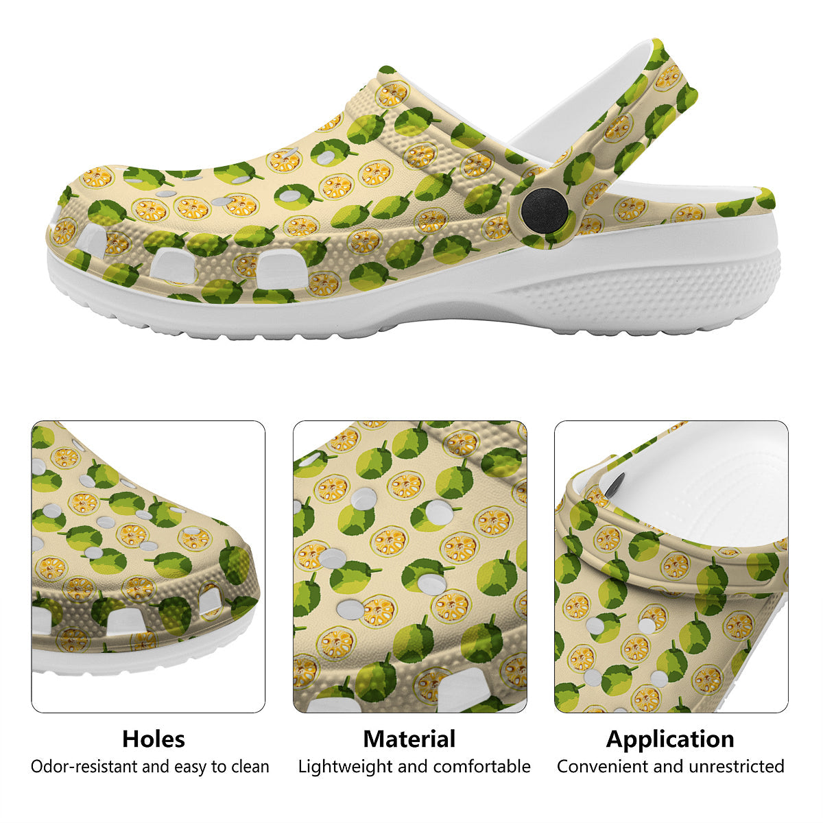 Biege Jackfruit Print Pattern Clog-grizzshop