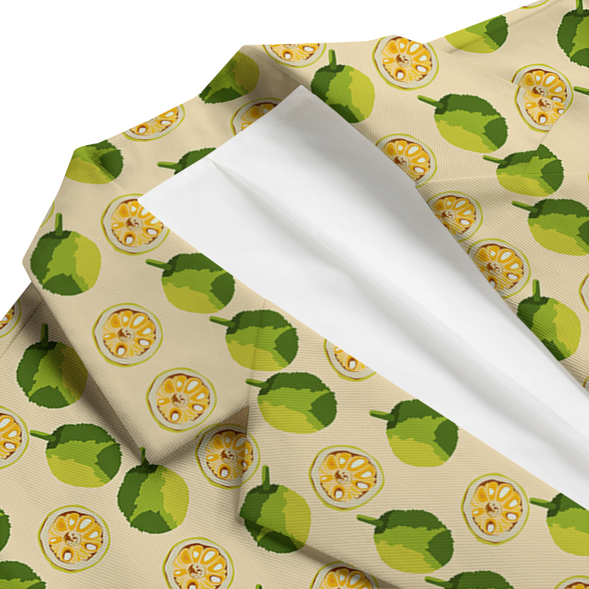 Biege Jackfruit Print Pattern Men's Blazer-grizzshop