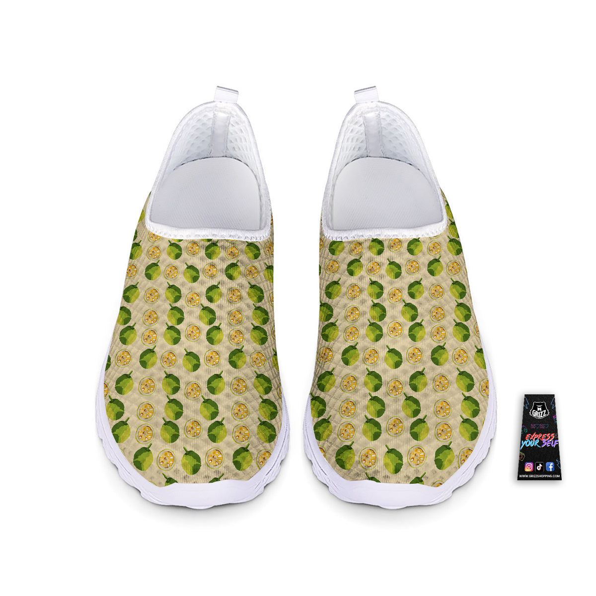 Biege Jackfruit Print Pattern Nurse Shoes-grizzshop