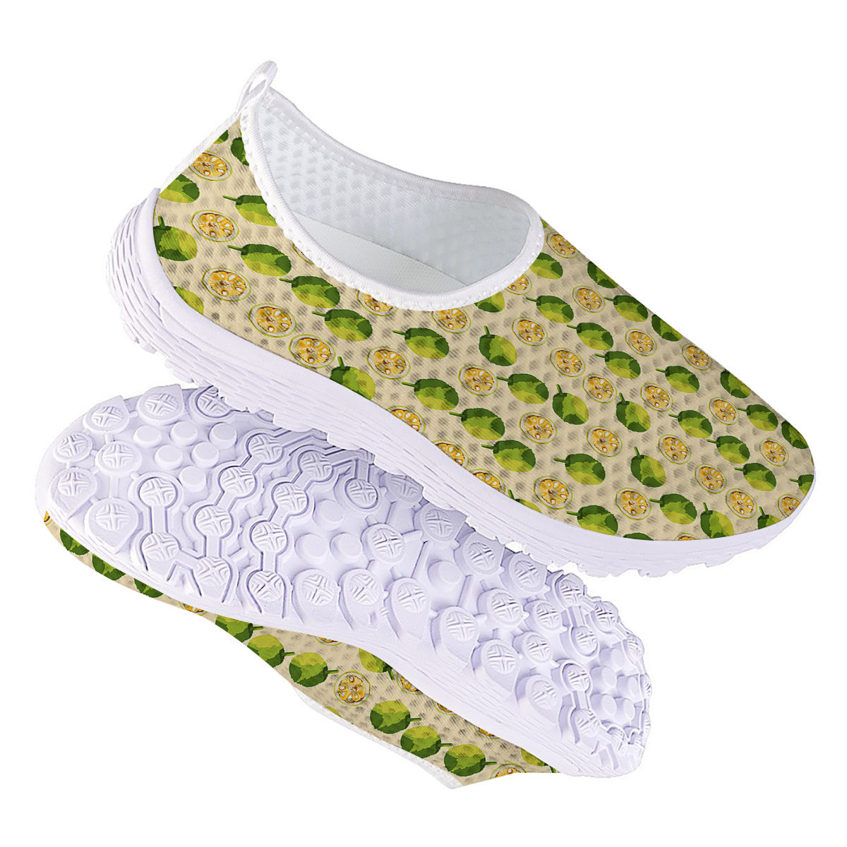 Biege Jackfruit Print Pattern Nurse Shoes-grizzshop