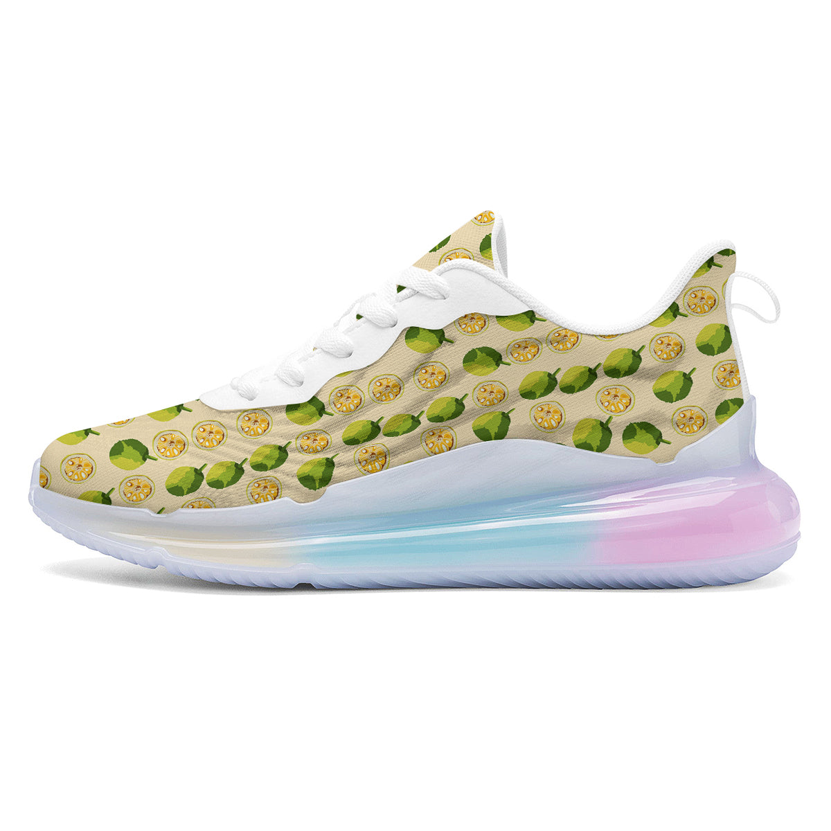 Biege Jackfruit Print Pattern Running Sneakers-grizzshop