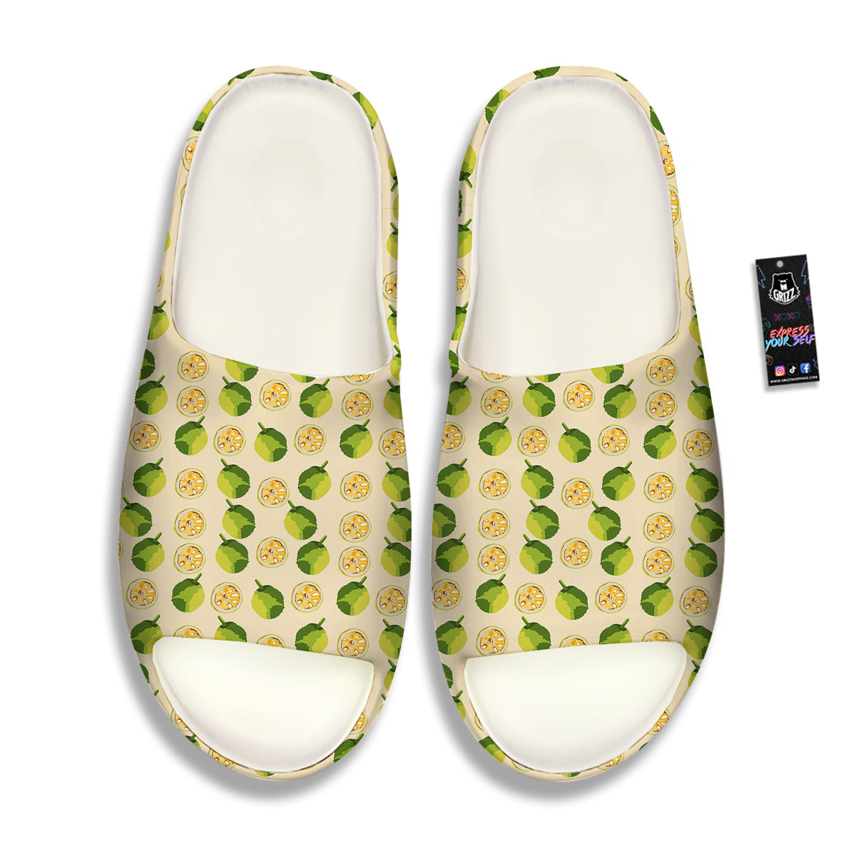 Biege Jackfruit Print Pattern Sandals-grizzshop