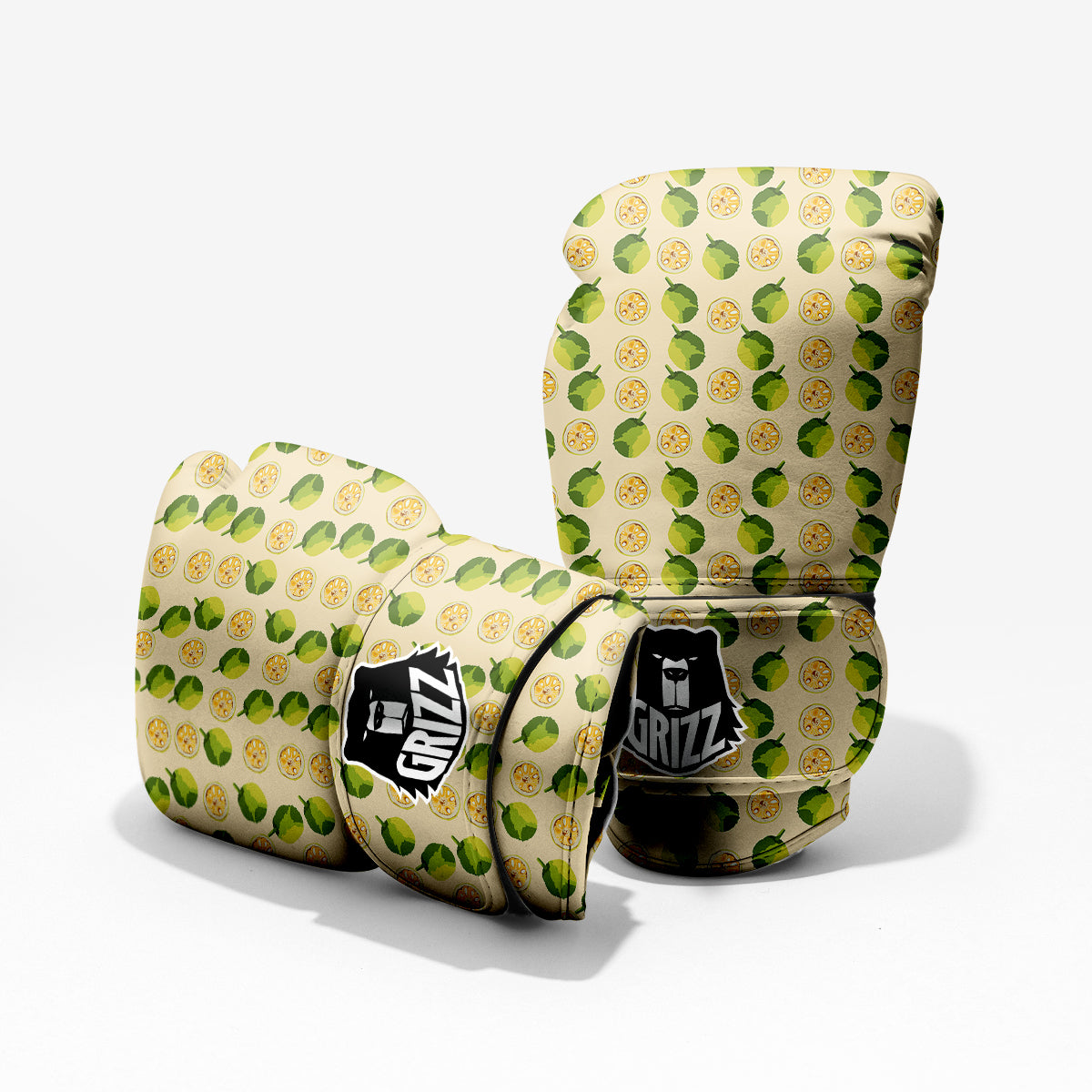 Biege Jackfruit Print Pattern Sparring Gloves-grizzshop