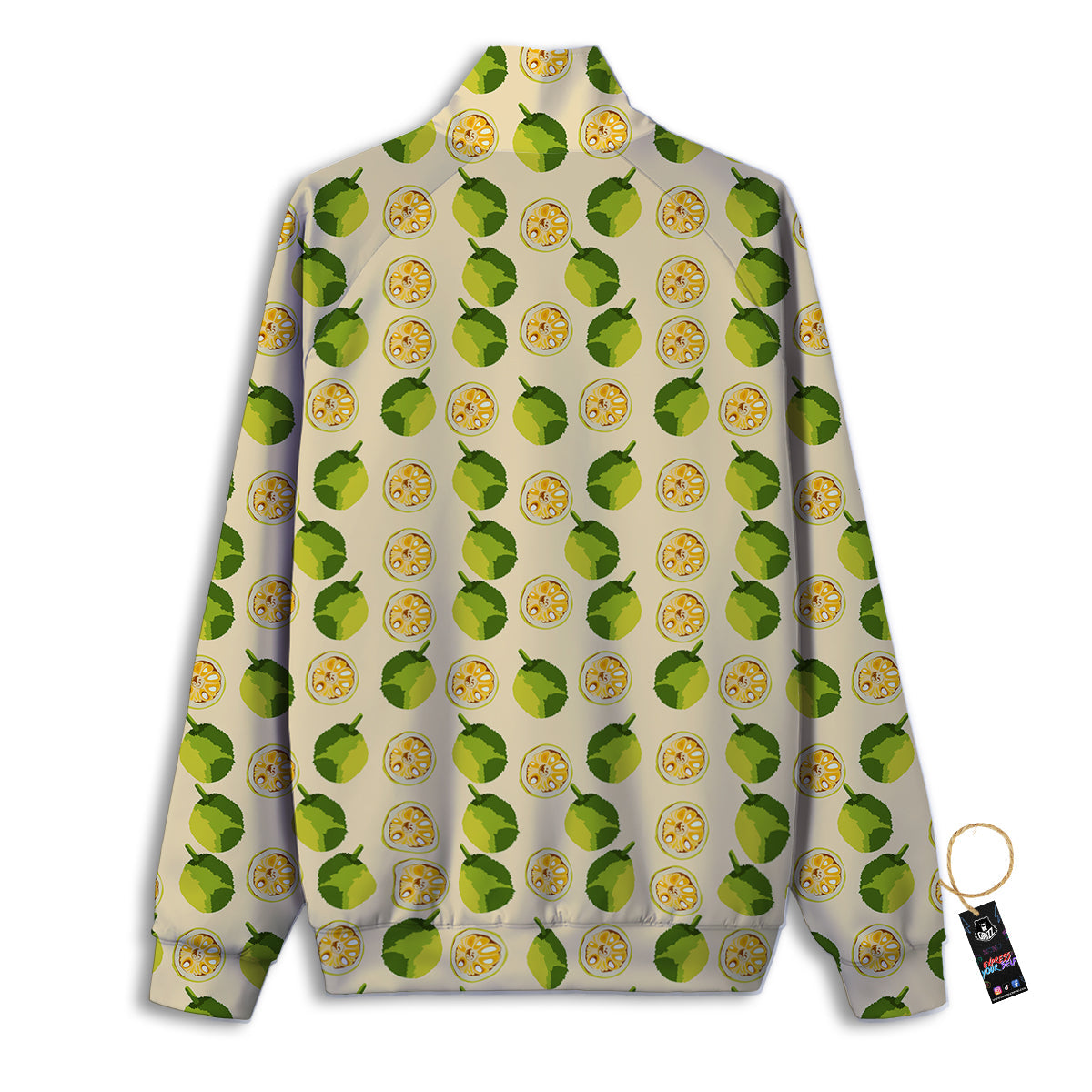 Biege Jackfruit Print Pattern Track Jacket-grizzshop