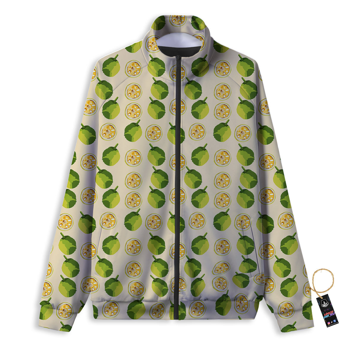 Biege Jackfruit Print Pattern Track Jacket-grizzshop
