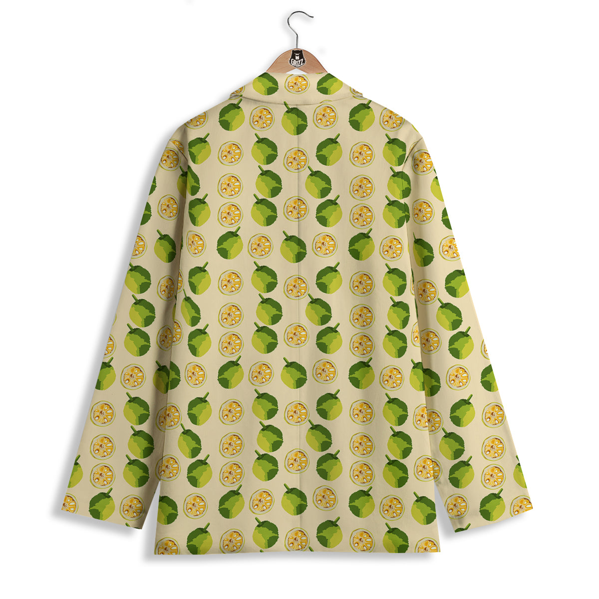 Biege Jackfruit Print Pattern Women's Blazer-grizzshop