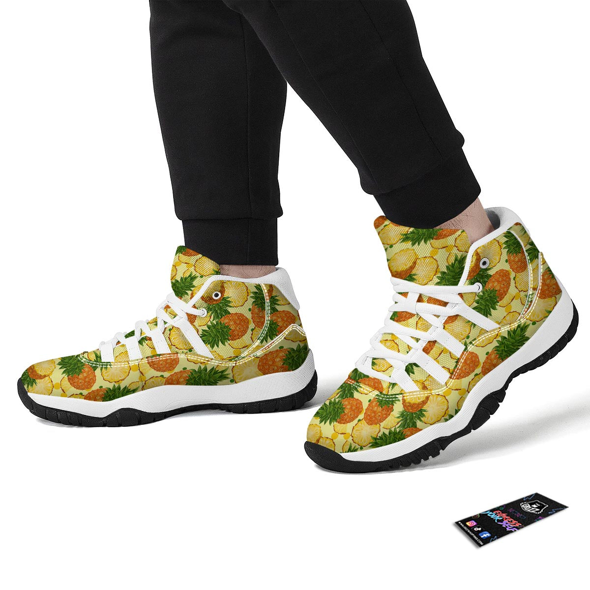 Big Cutting Pineapple Print White Bball Shoes-grizzshop