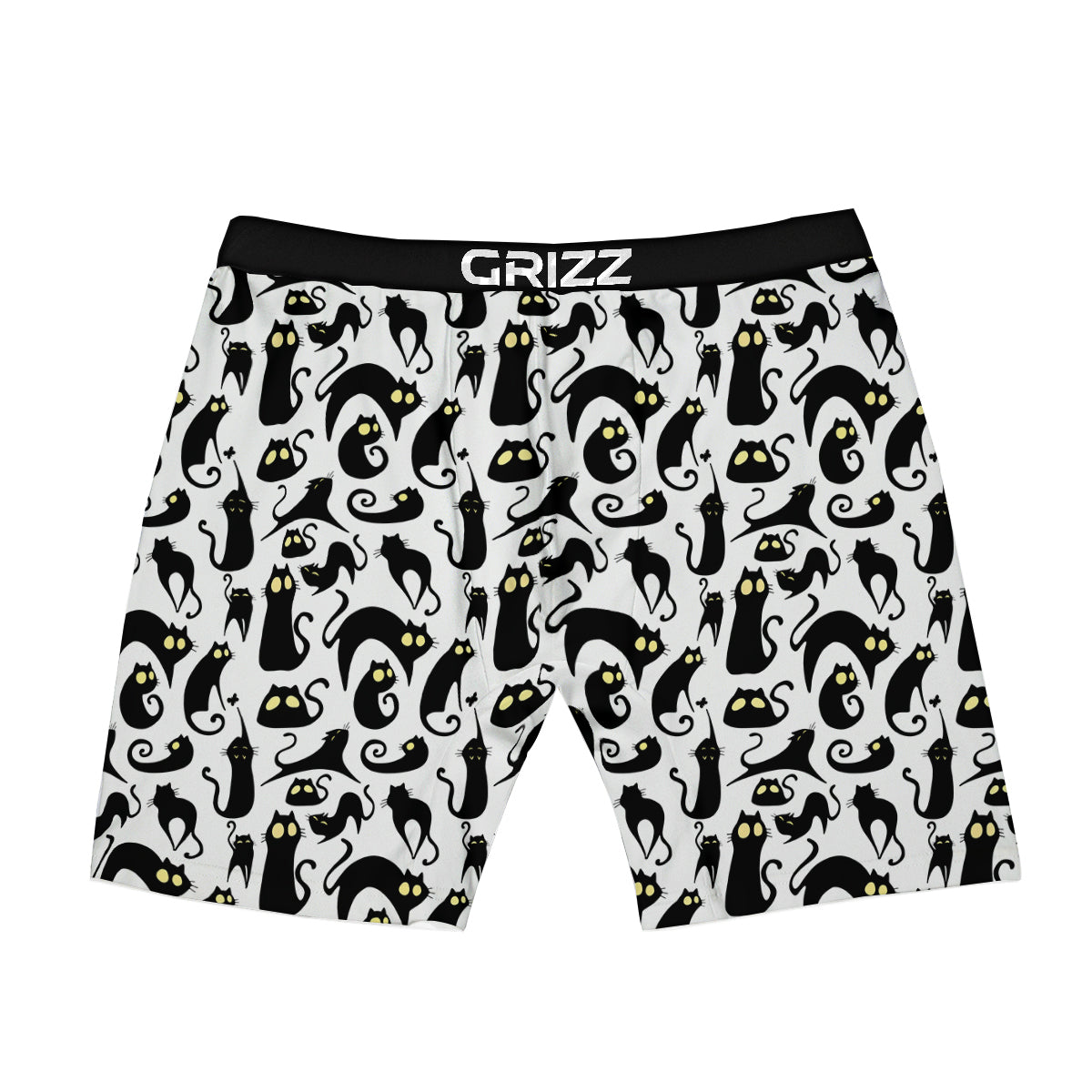 Big Eye Black Cat Halloween Print Pattern Boxer Briefs-grizzshop