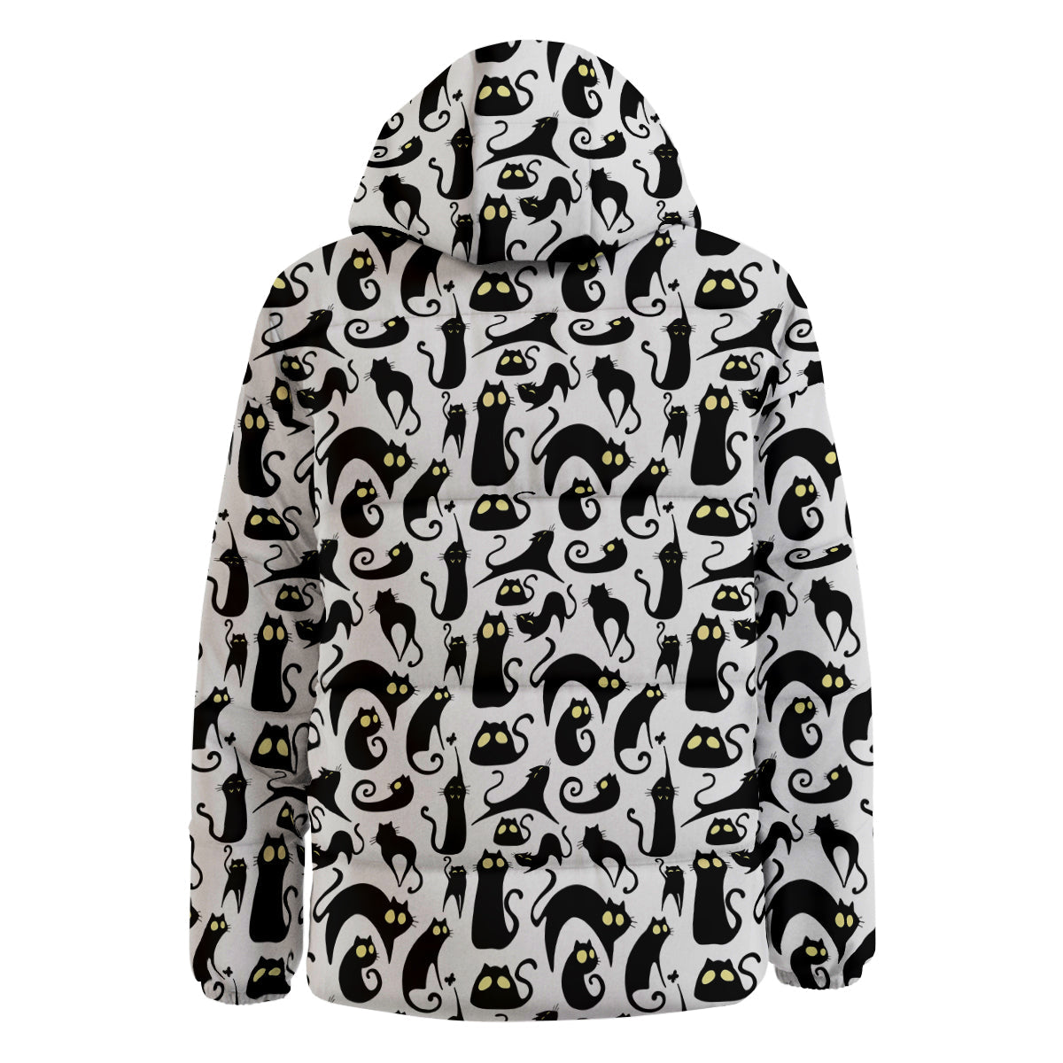 Big Eye Black Cat Halloween Print Pattern Down Jacket-grizzshop