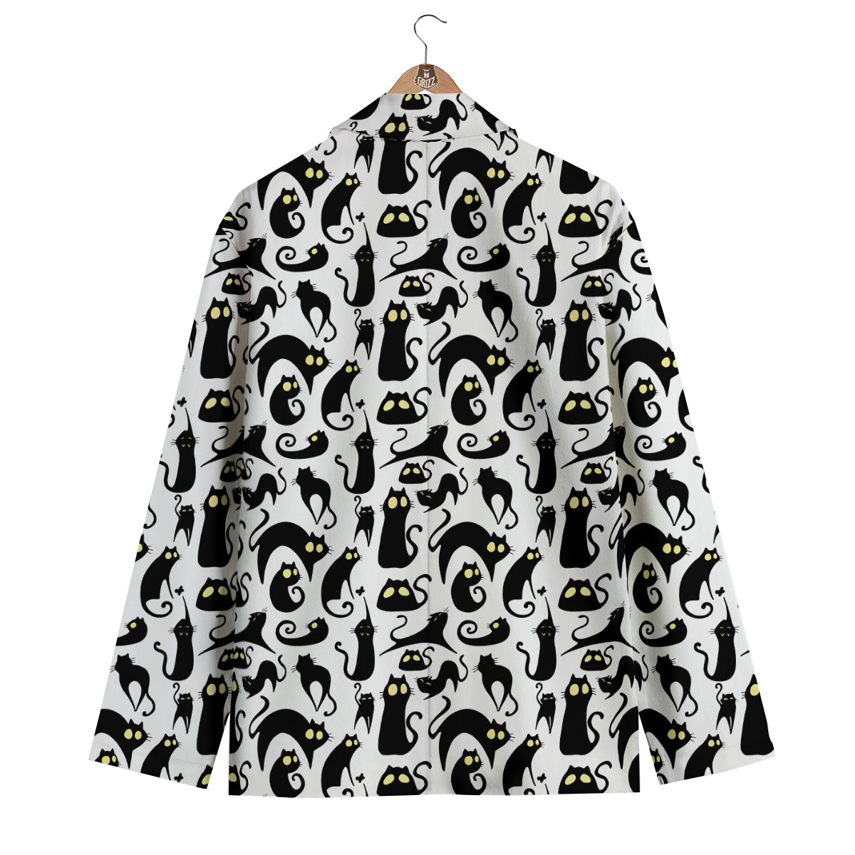 Big Eye Black Cat Halloween Print Pattern Men's Blazer-grizzshop
