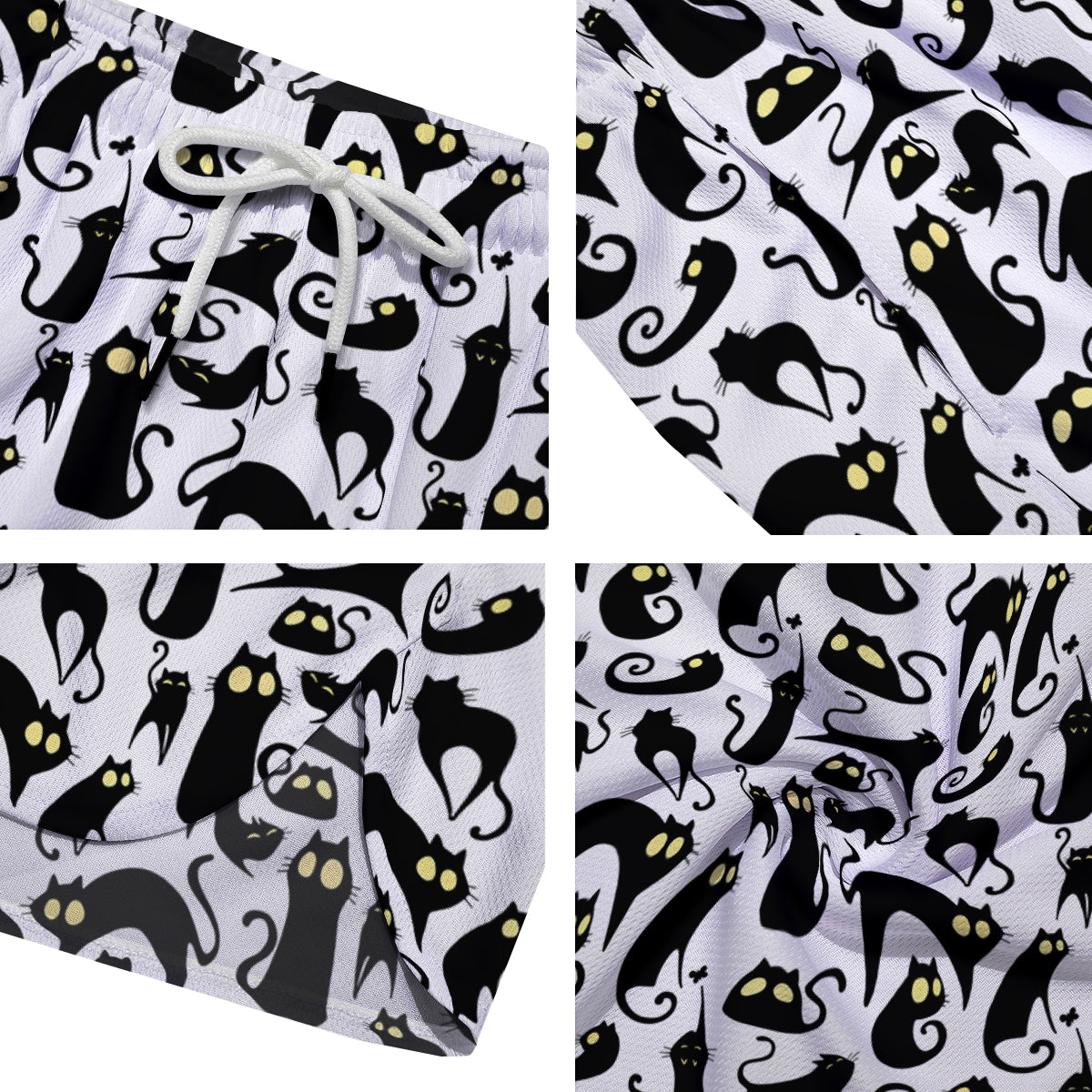 Big Eye Black Cat Halloween Print Pattern Men's Running Shorts-grizzshop