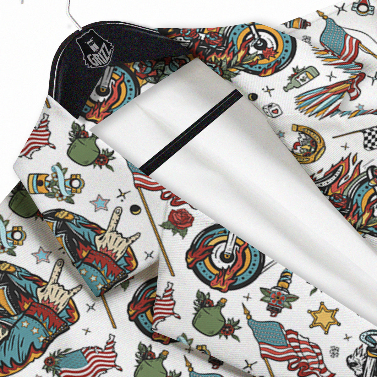 Bikers Old School Tattoo Print Pattern Men's Sport Coat-grizzshop