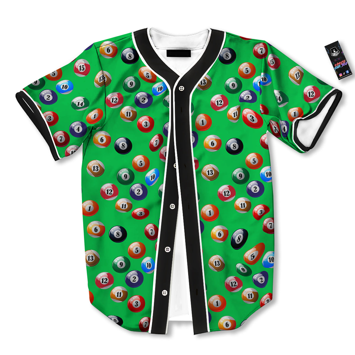 Billiard Ball Green Print Pattern Baseball Jersey-grizzshop