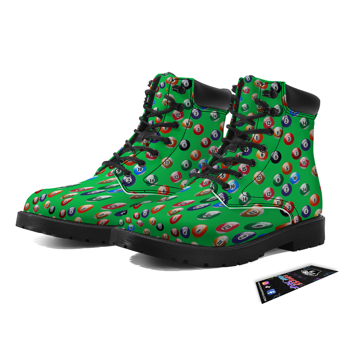 Billiard Ball Green Print Pattern Boots-grizzshop