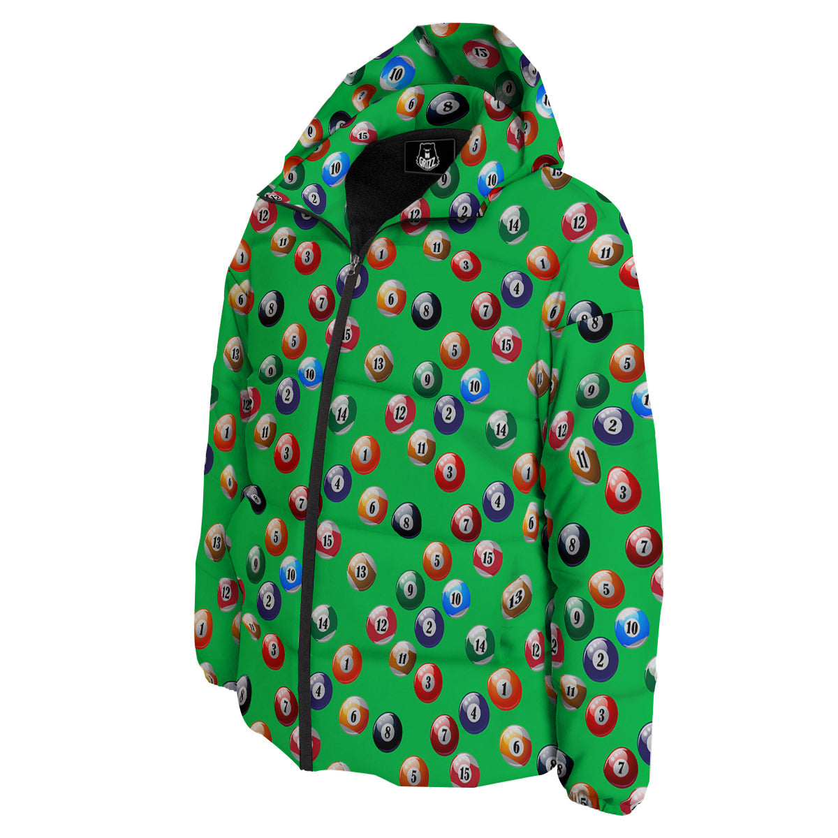 Billiard Ball Green Print Pattern Down Jacket-grizzshop