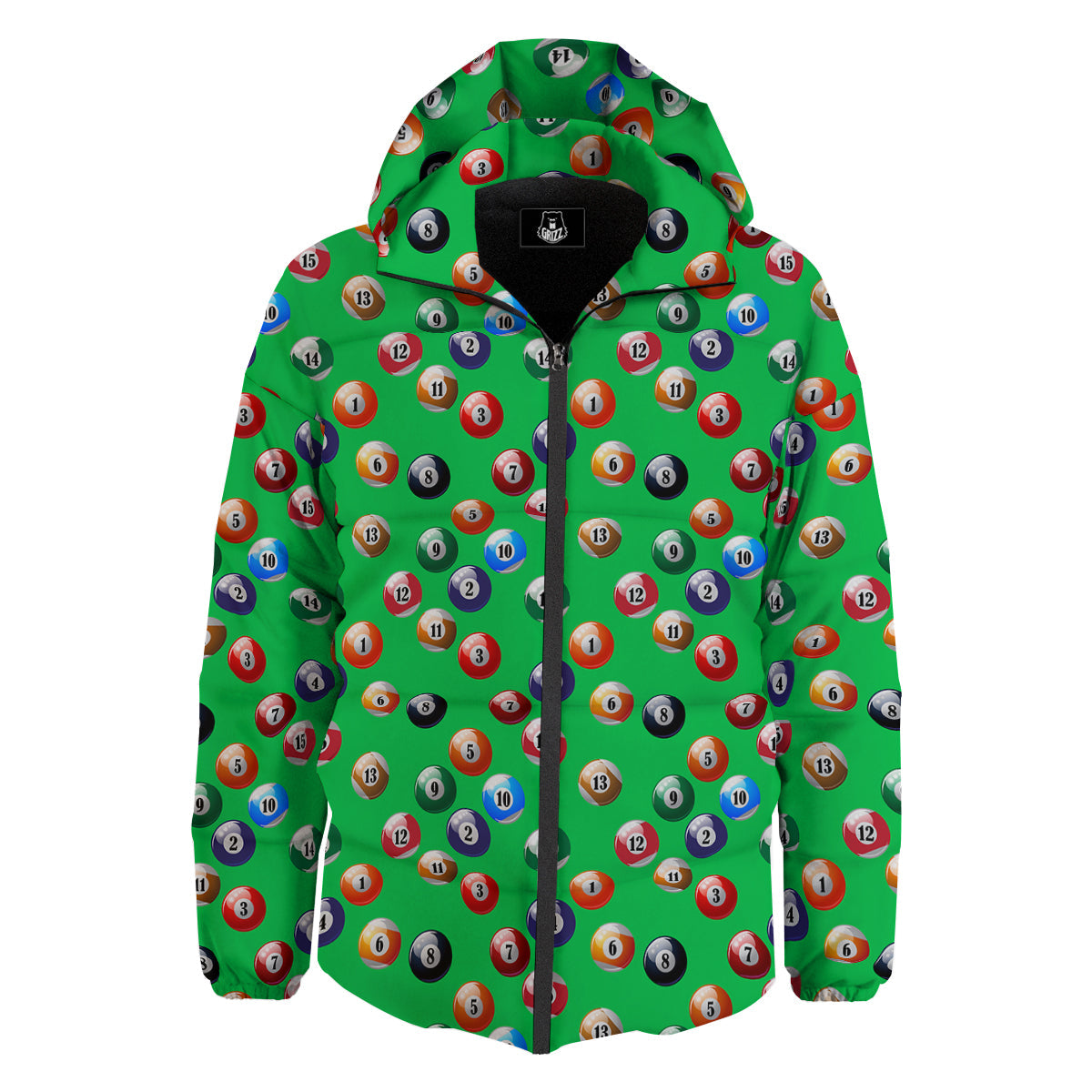 Billiard Ball Green Print Pattern Down Jacket-grizzshop