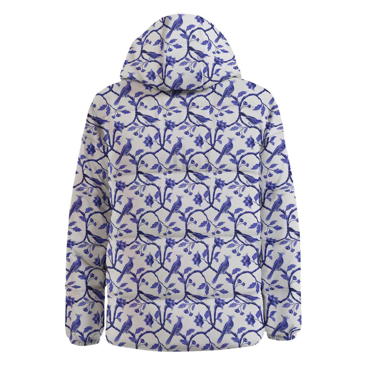 Bird Chinoiserie Print Pattern Down Jacket-grizzshop