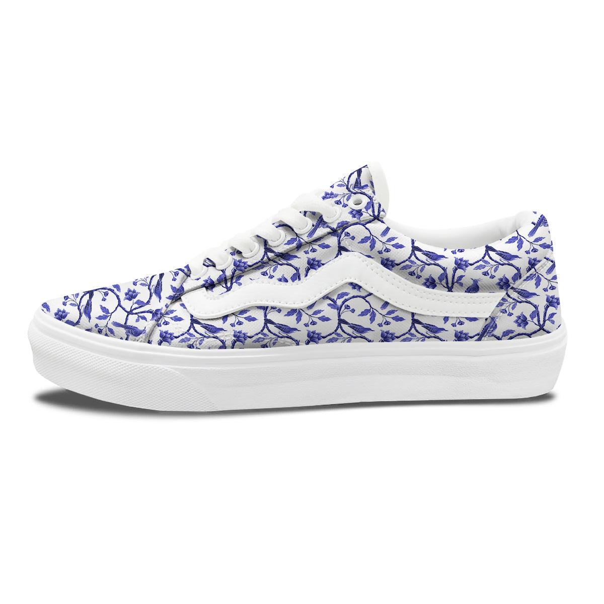 Bird Chinoiserie Print Pattern Skate Shoes-grizzshop