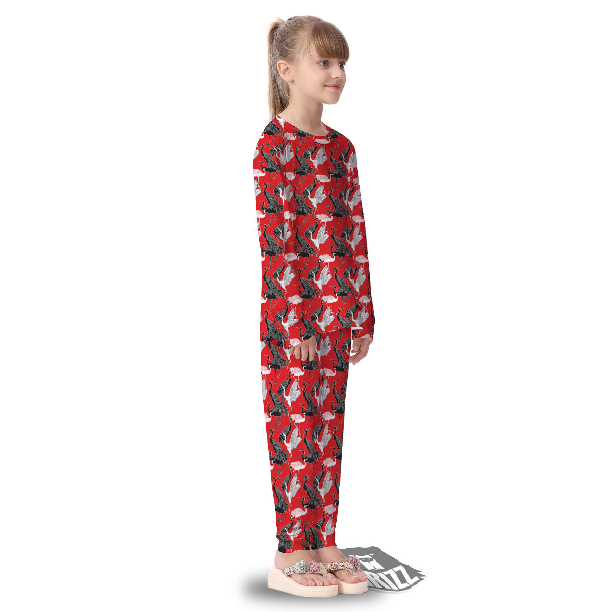 Bird Crane Print Pattern Kid's Pajamas-grizzshop