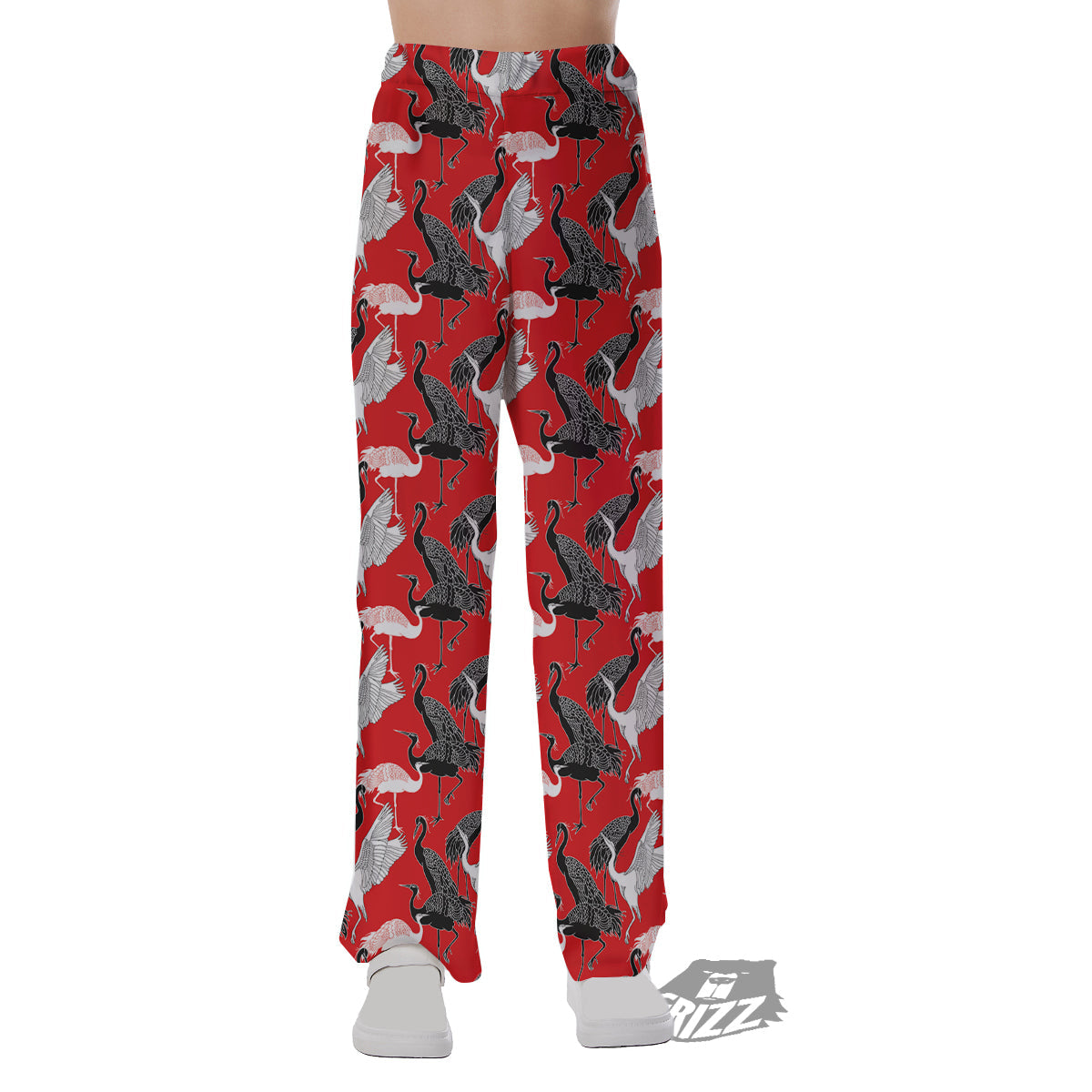 Bird Crane Print Pattern Pajama Pants-grizzshop