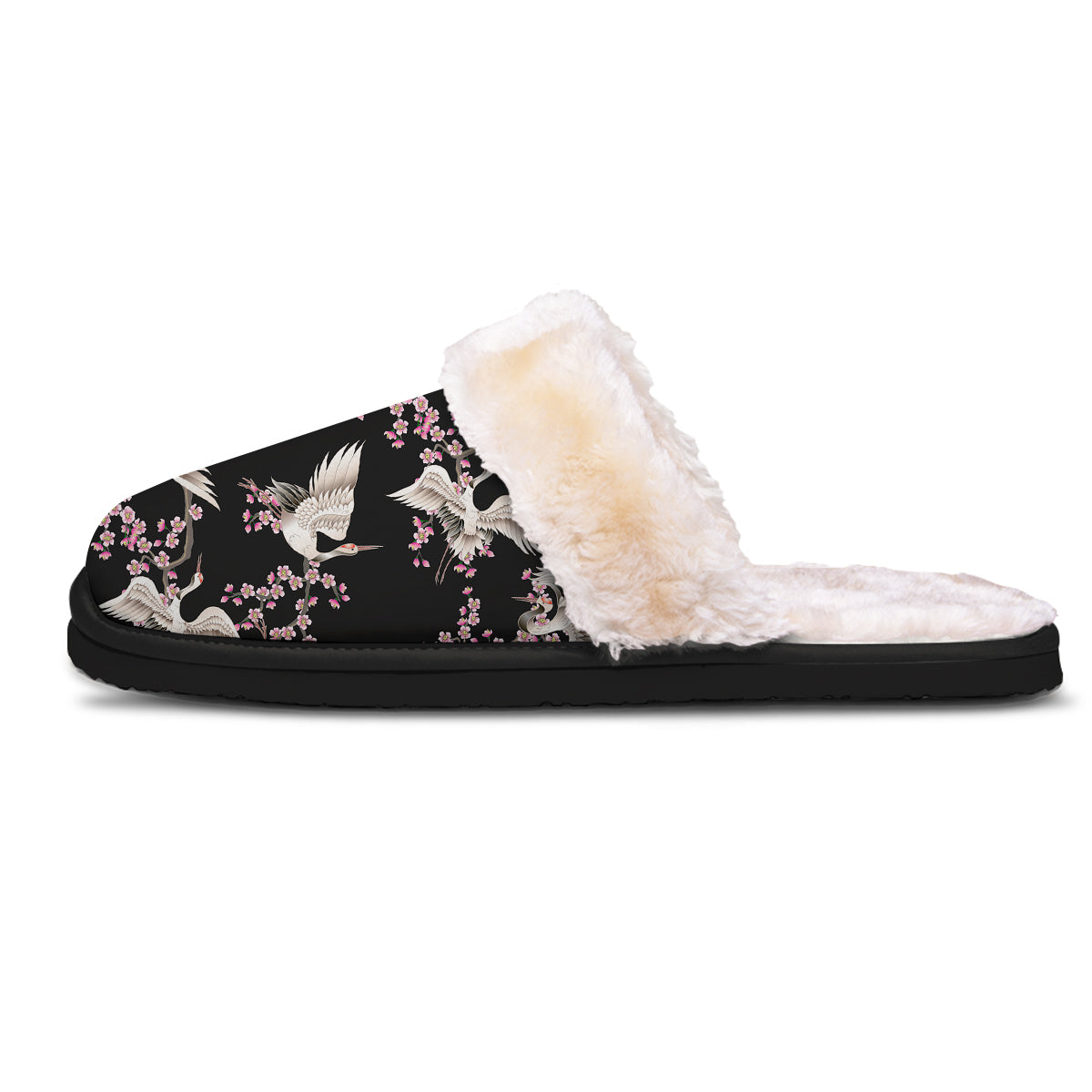 Bird Crane Watercolor Print Pattern Slippers-grizzshop