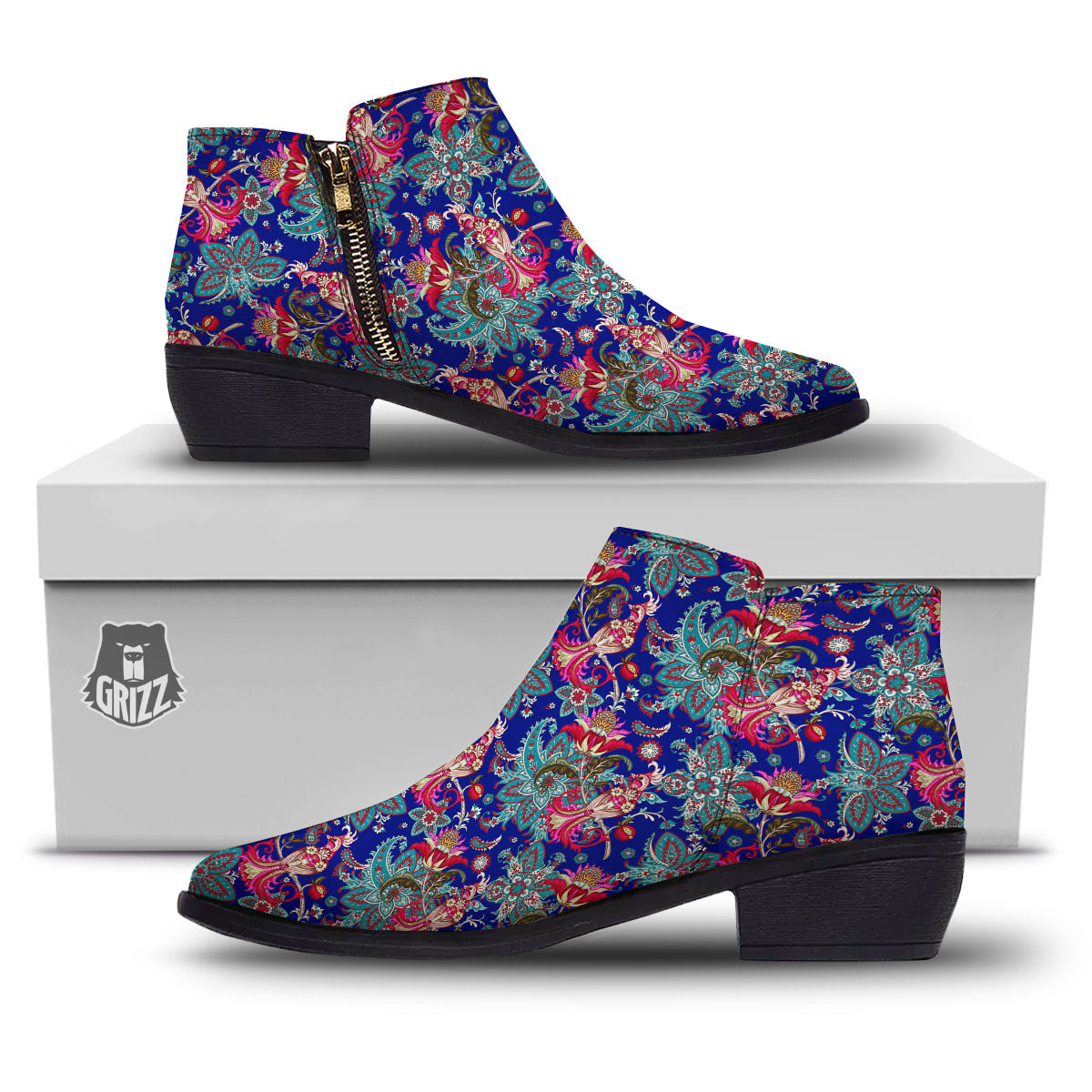Bird Of Paradise Ethnic Print Pattern Ankle Boots-grizzshop