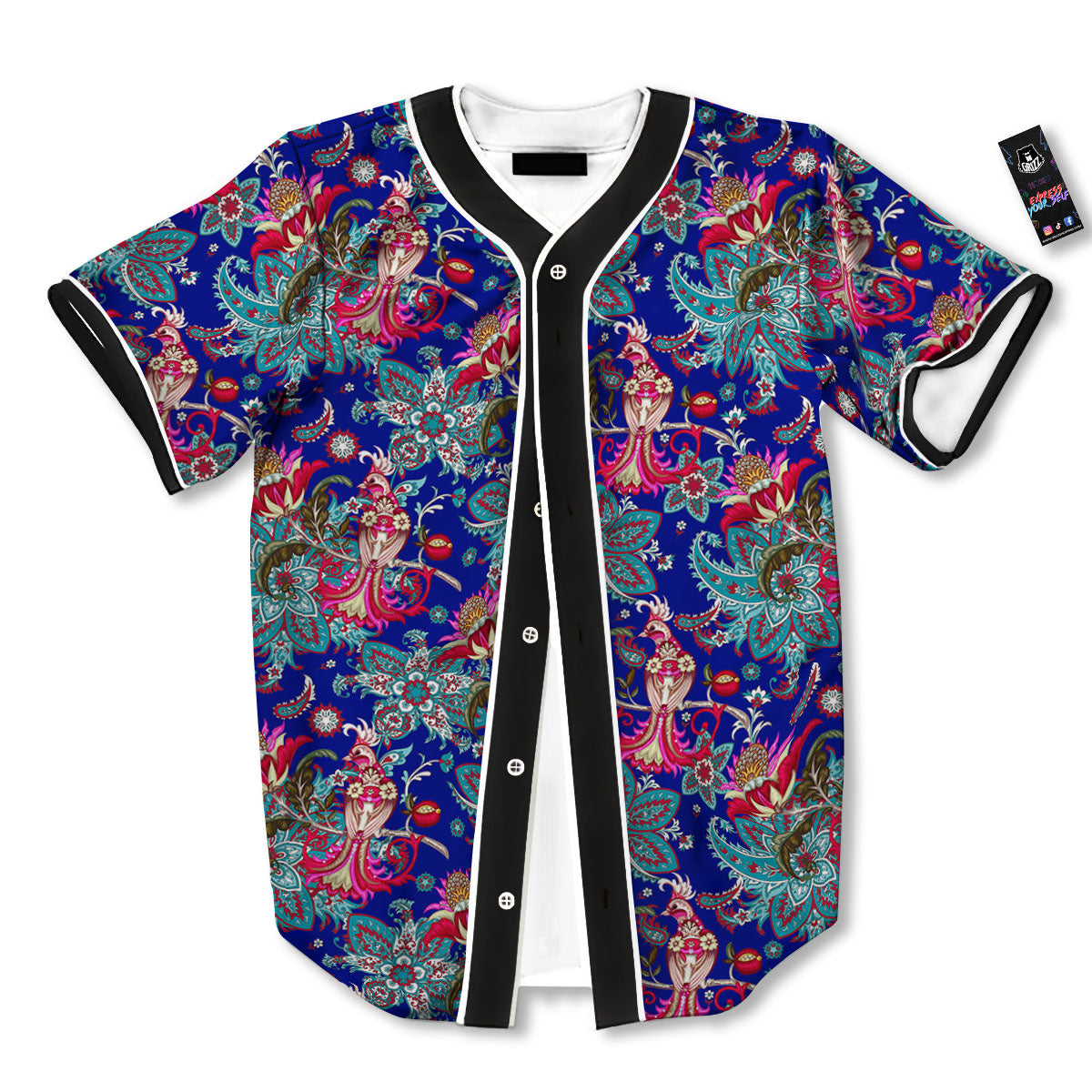 Bird Of Paradise Ethnic Print Pattern Baseball Jersey-grizzshop