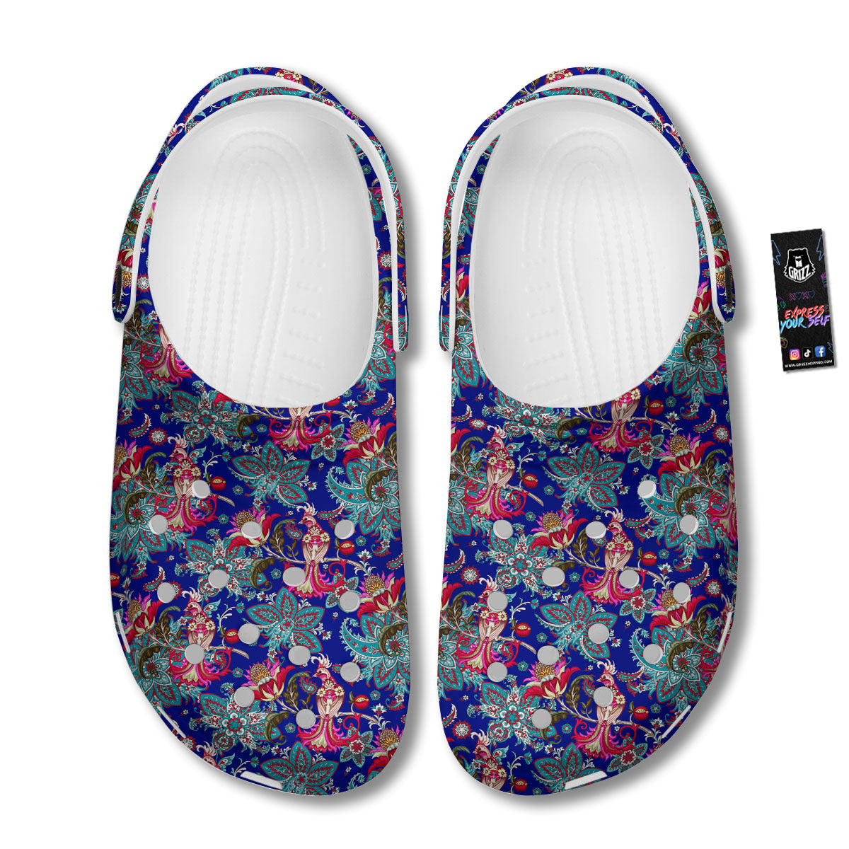 Bird Of Paradise Ethnic Print Pattern Clog-grizzshop