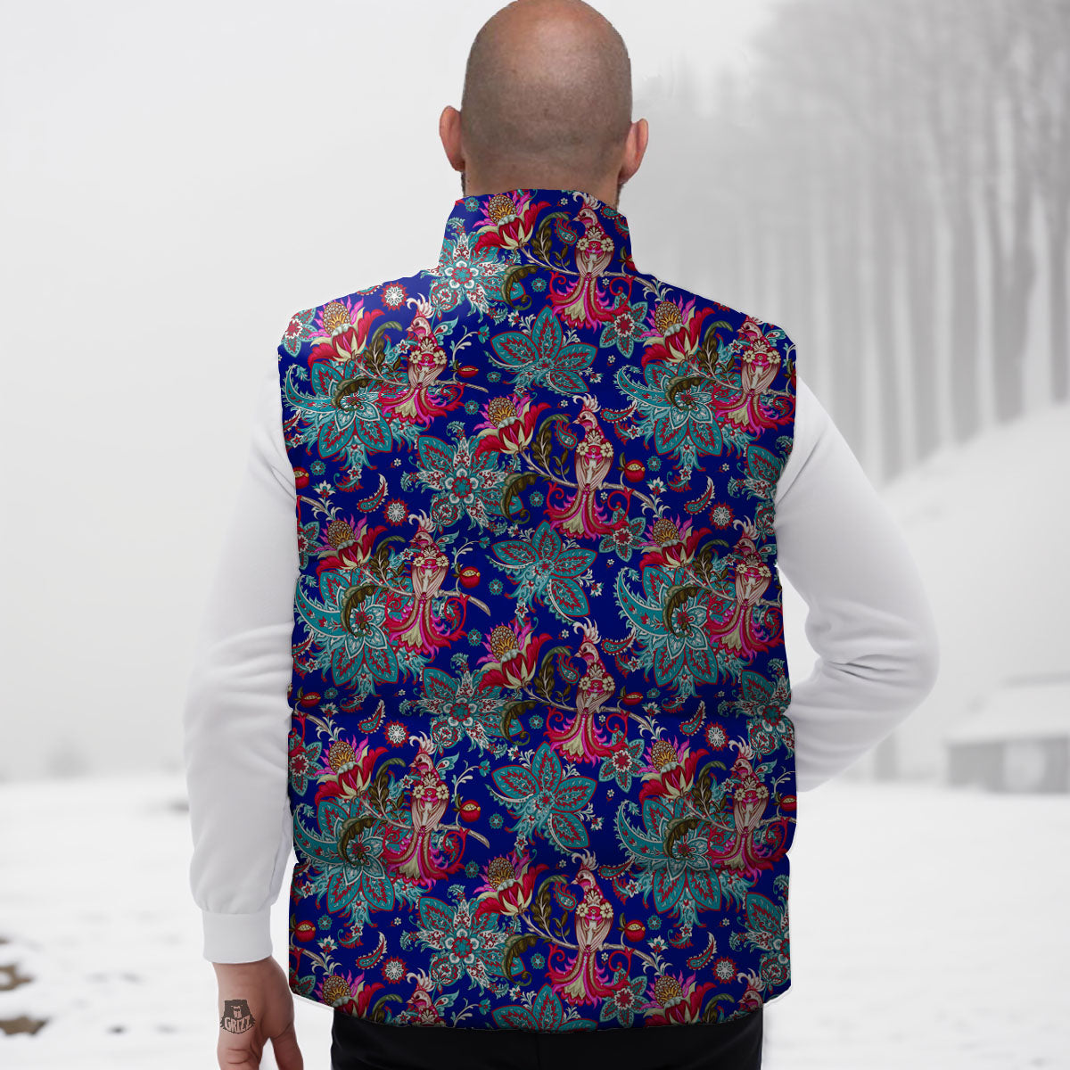 Bird Of Paradise Ethnic Print Pattern Down Vest