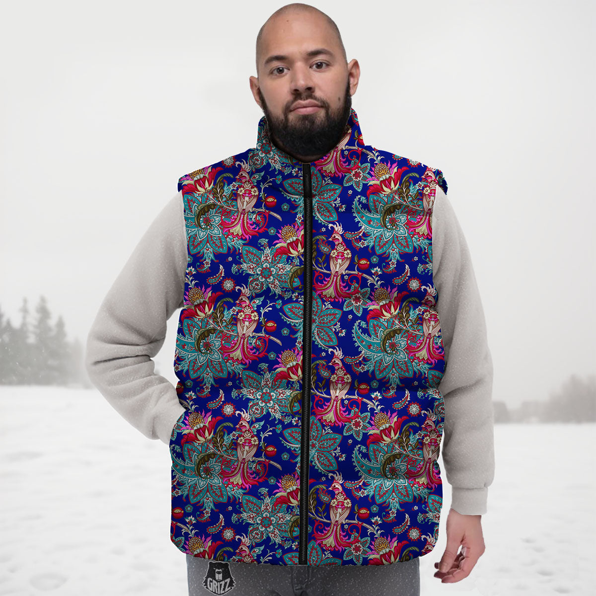 Bird Of Paradise Ethnic Print Pattern Down Vest