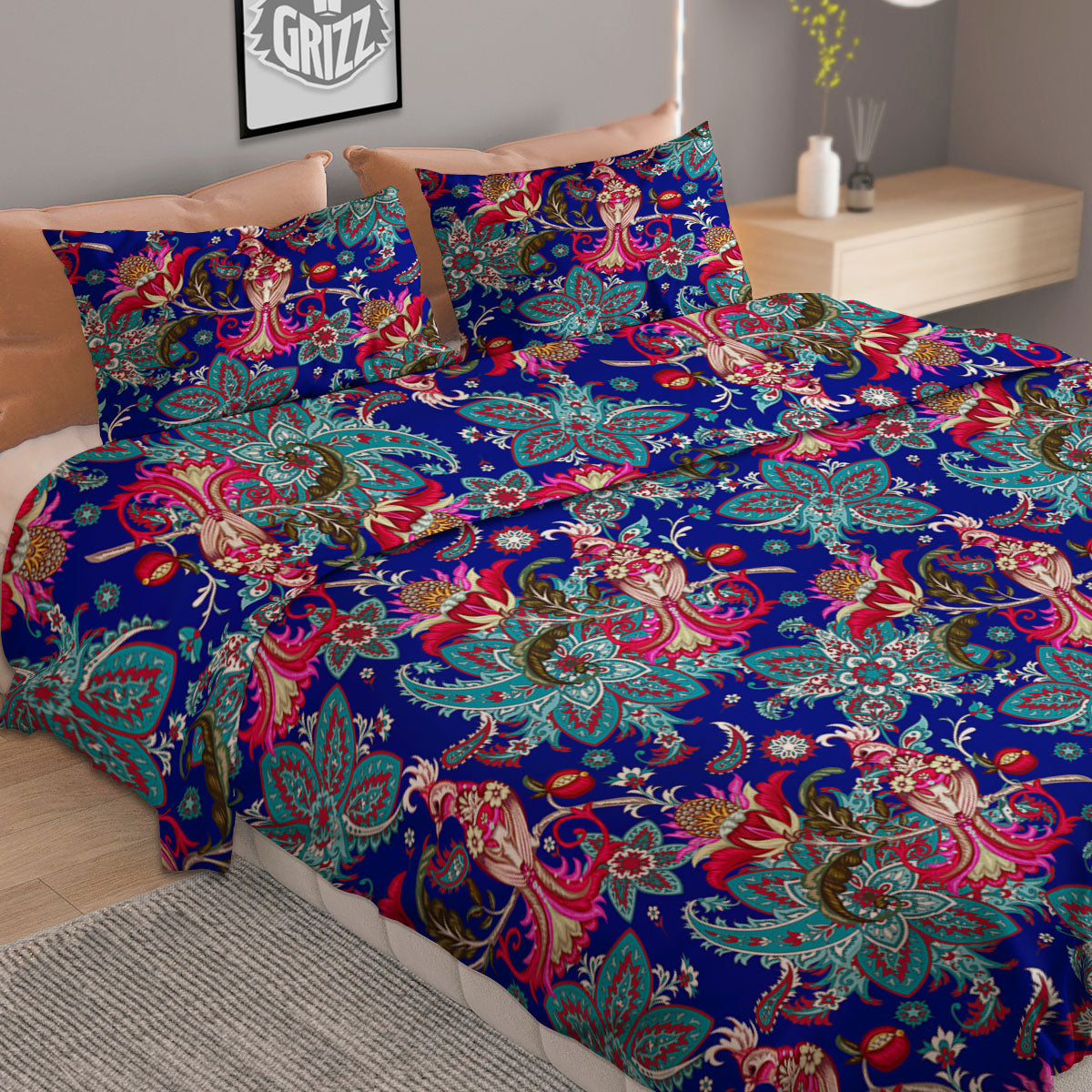 Bird Of Paradise Ethnic Print Pattern Duvet Cover Bedding Set
