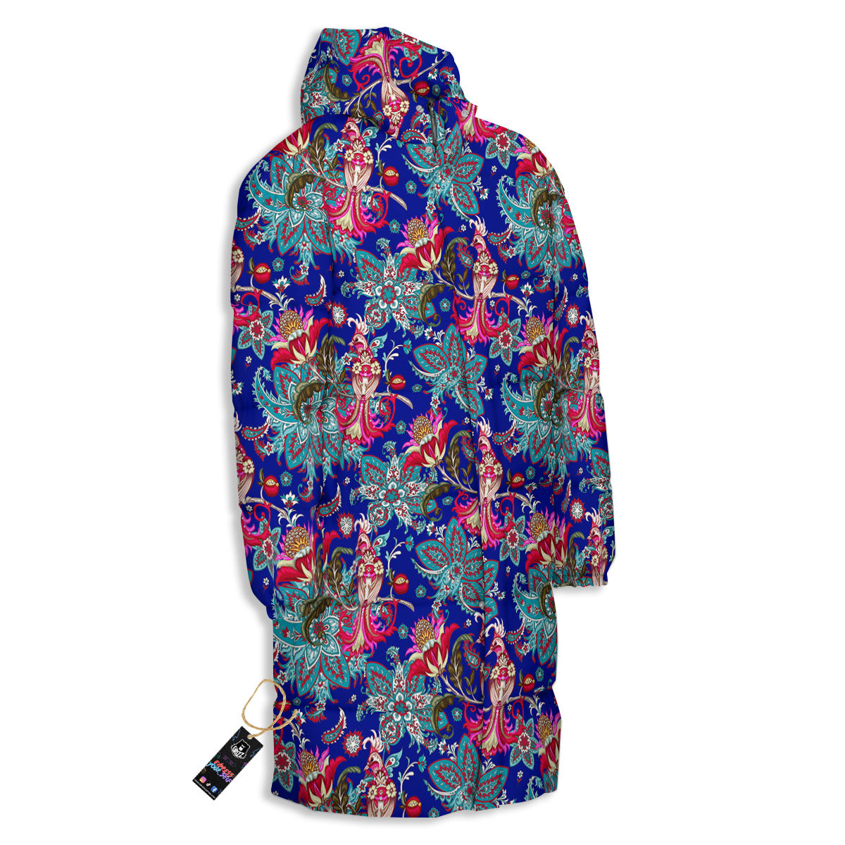 Bird Of Paradise Ethnic Print Pattern Long Down Jacket-grizzshop