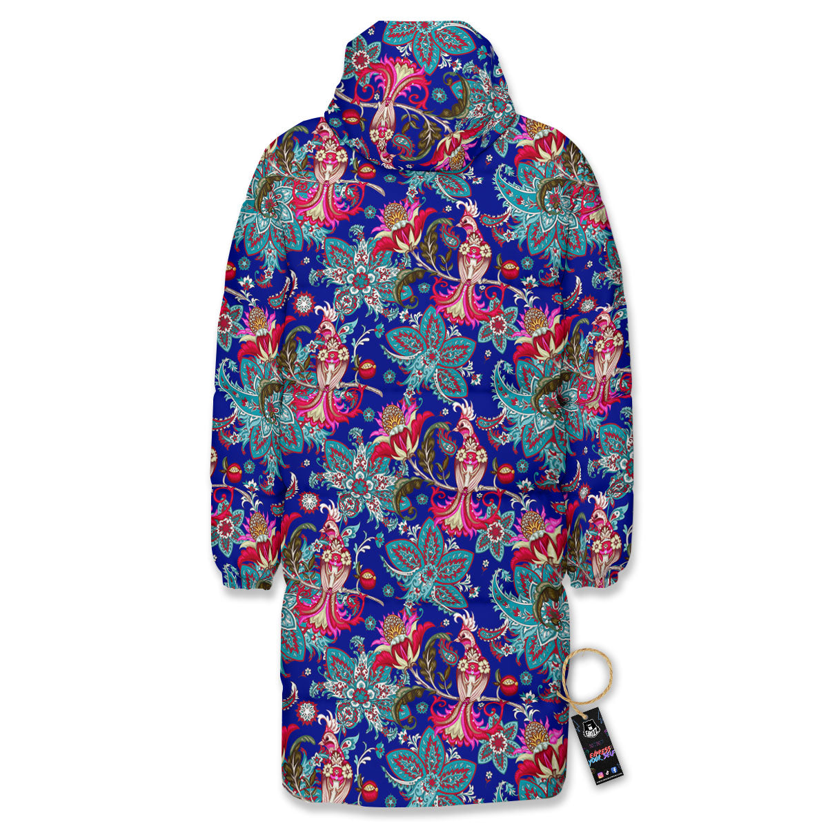 Bird Of Paradise Ethnic Print Pattern Long Down Jacket-grizzshop