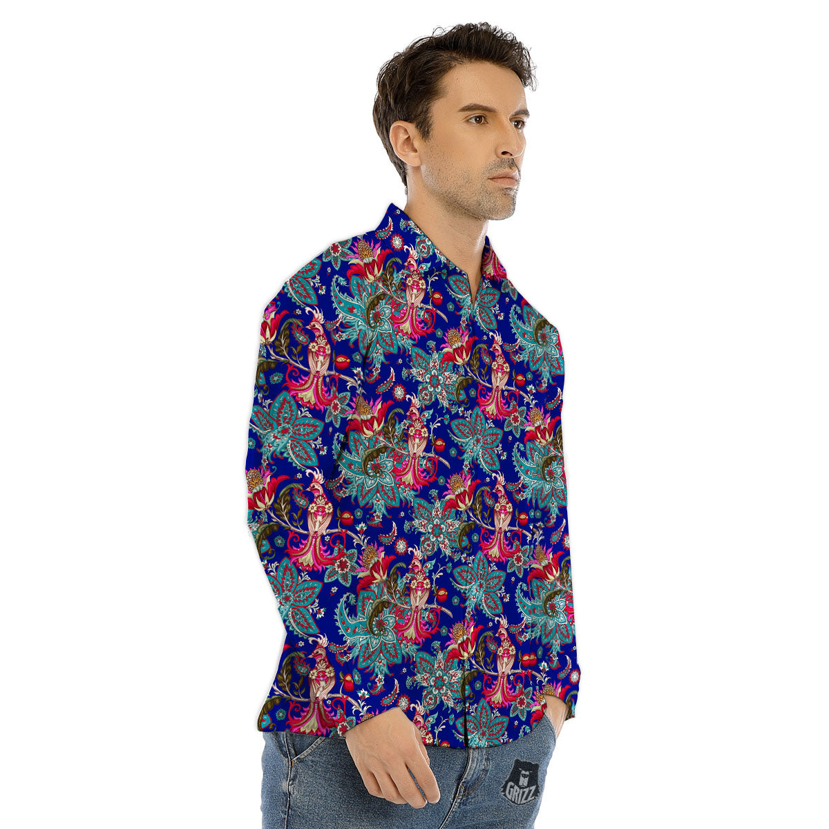 Bird Of Paradise Ethnic Print Pattern Men's Dress Shirts-grizzshop