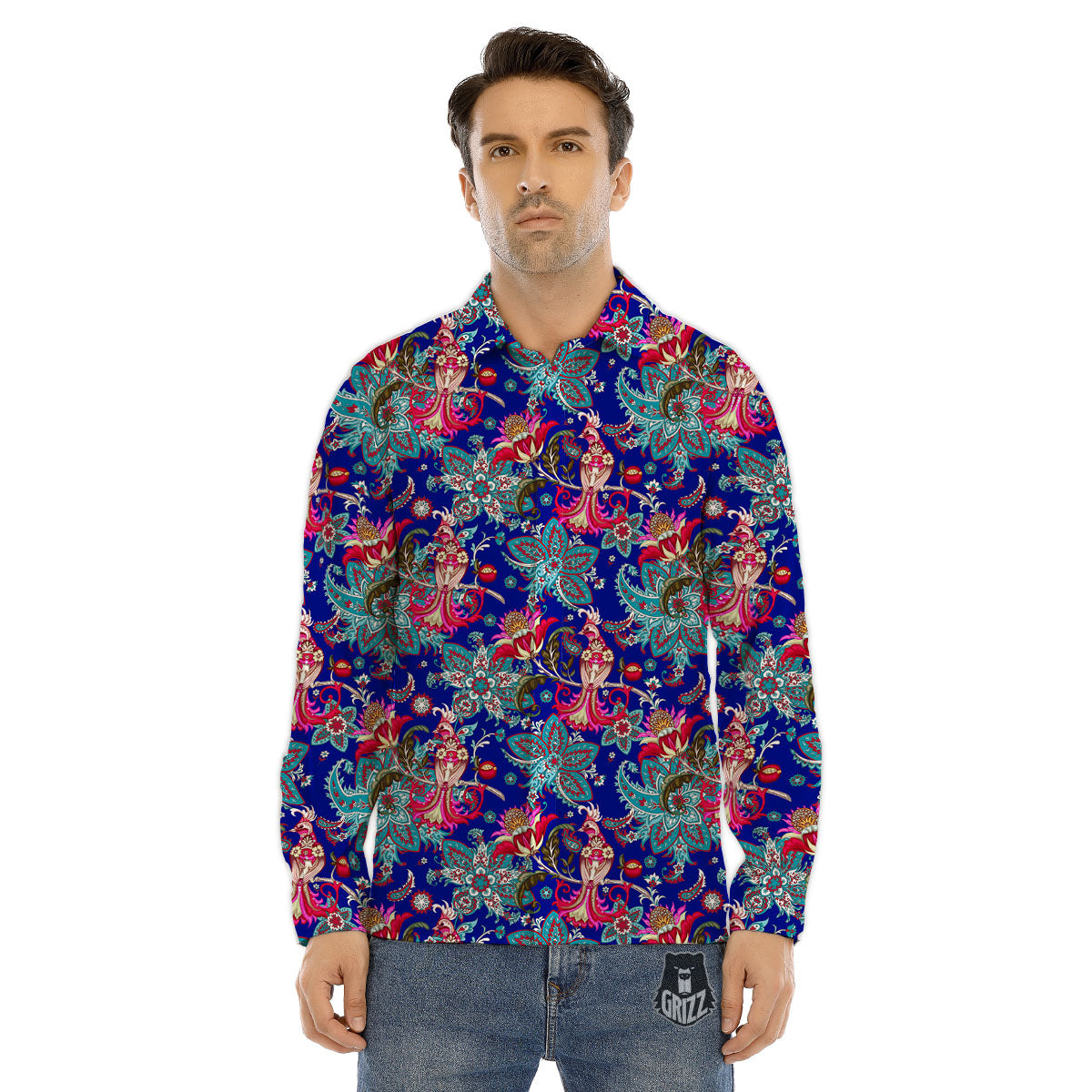 Bird Of Paradise Ethnic Print Pattern Men's Dress Shirts-grizzshop
