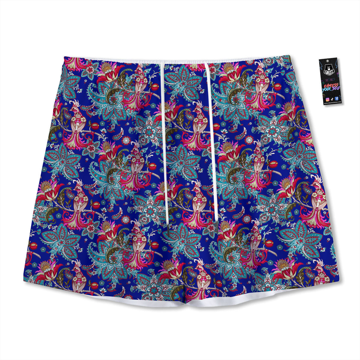 Bird Of Paradise Ethnic Print Pattern Mesh Shorts