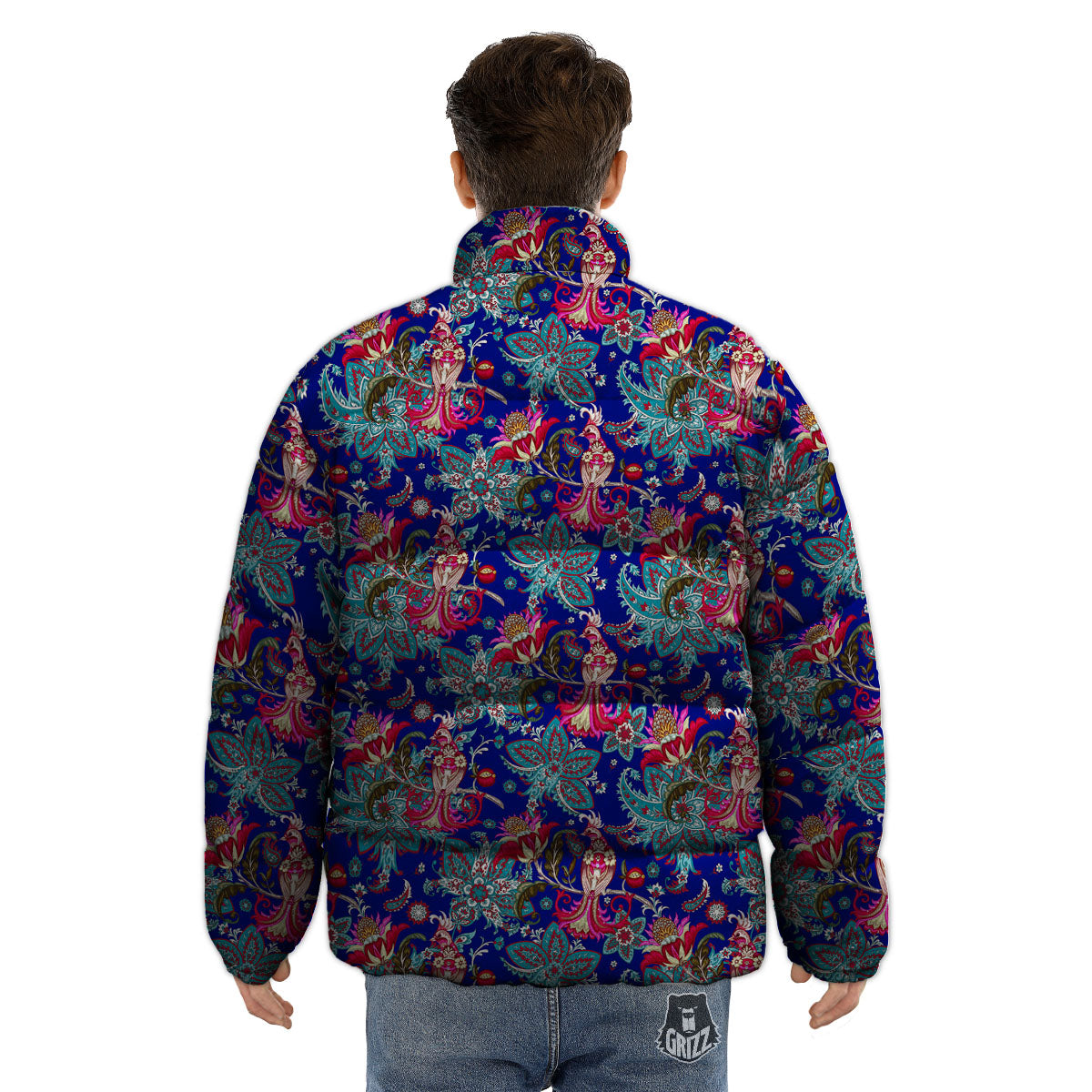 Bird Of Paradise Ethnic Print Pattern Puffer Jacket-grizzshop