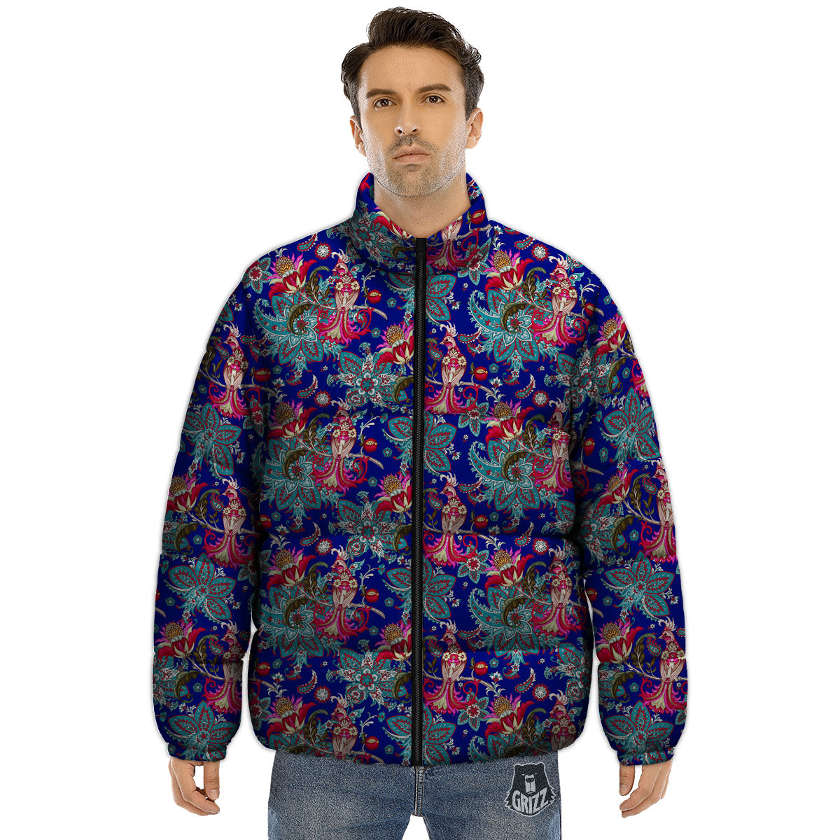 Bird Of Paradise Ethnic Print Pattern Puffer Jacket-grizzshop