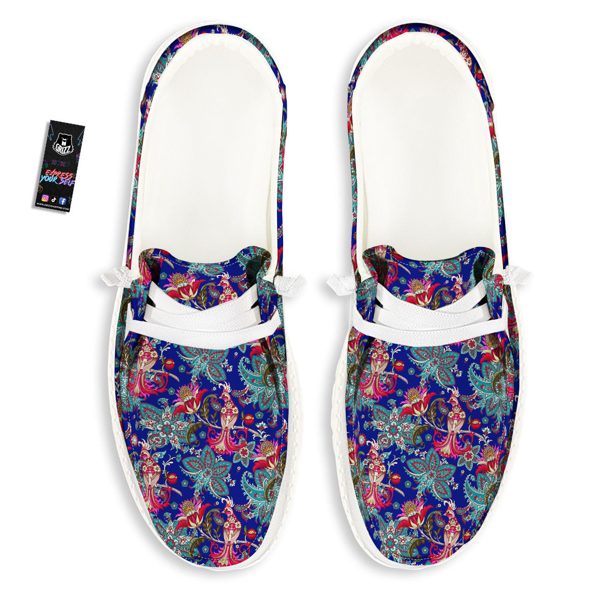 Bird Of Paradise Ethnic Print Pattern White Loafers-grizzshop