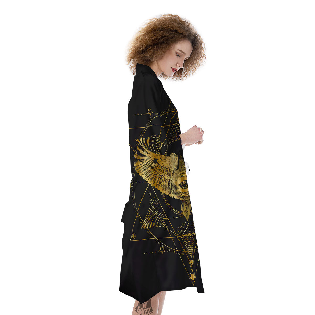 Bird Spiritual Golden Print Kimono-grizzshop