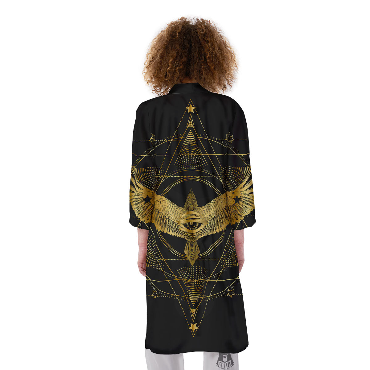 Bird Spiritual Golden Print Kimono-grizzshop