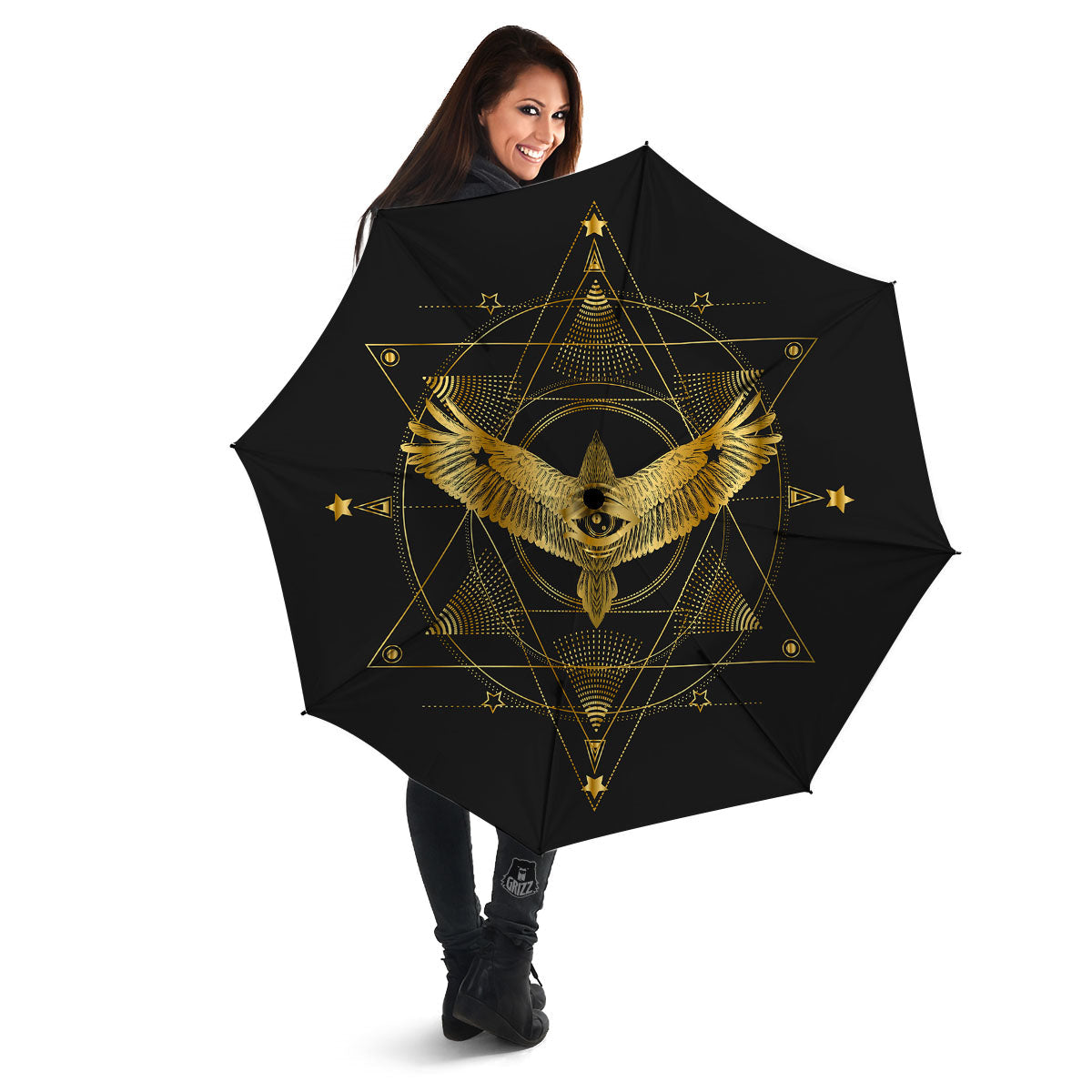 Bird Spiritual Golden Print Umbrella-grizzshop