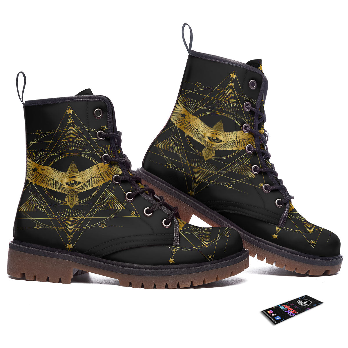Bird Spiritual Golden Print Work Boots-grizzshop