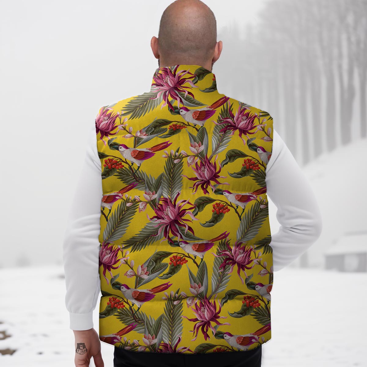 Bird Tropical Of Paradise Print Pattern Down Vest-grizzshop