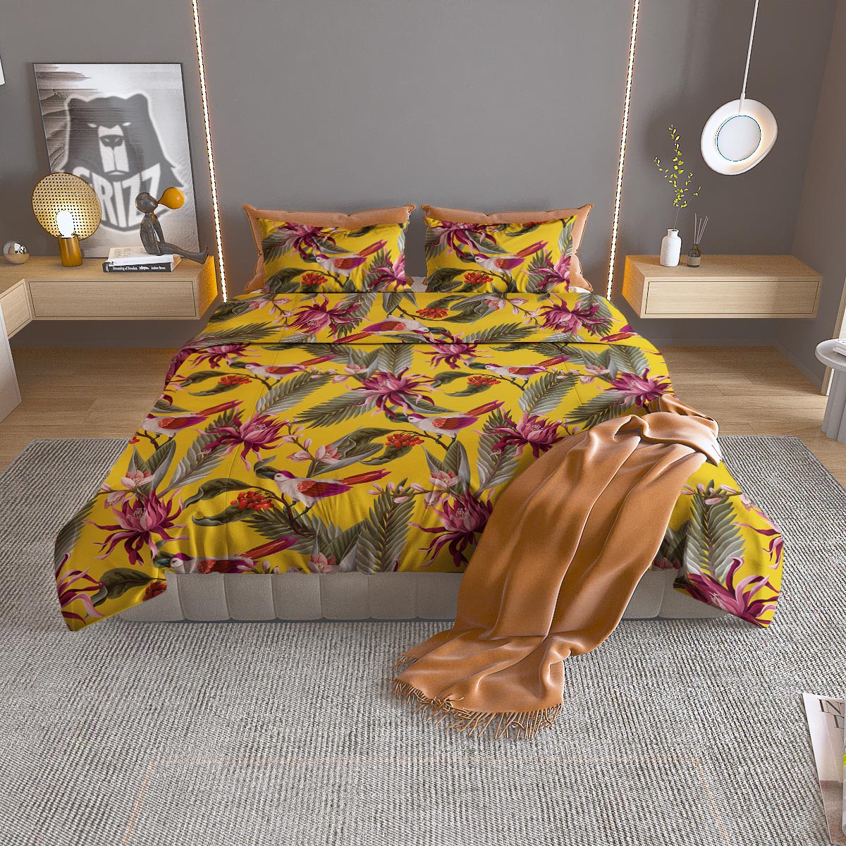 Bird Tropical Of Paradise Print Pattern Duvet Cover Bedding Set-grizzshop
