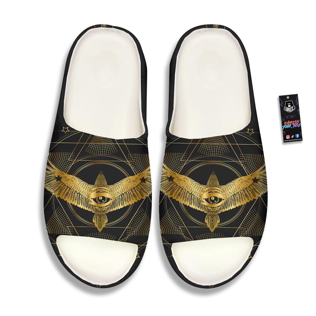Bird Spiritual Golden Print Sandals-grizzshop