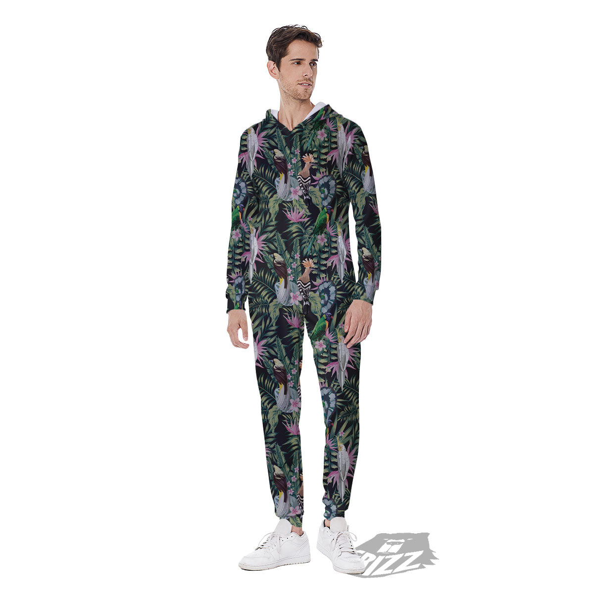 Birds Hawaiian Tropical Print Pattern Men's Jumpsuit-grizzshop