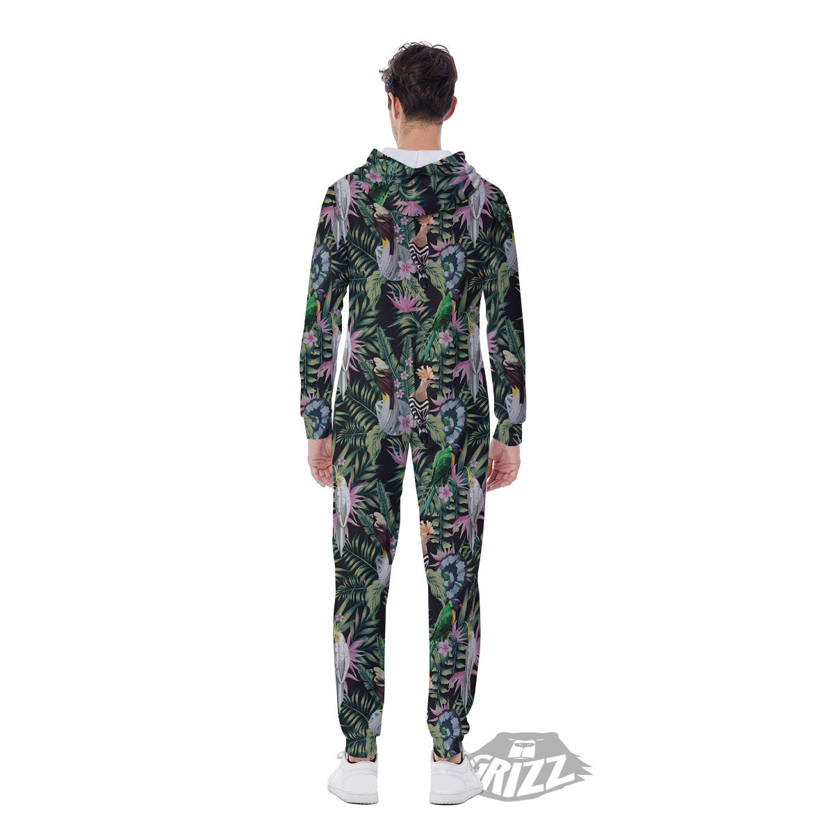 Birds Hawaiian Tropical Print Pattern Men's Jumpsuit-grizzshop