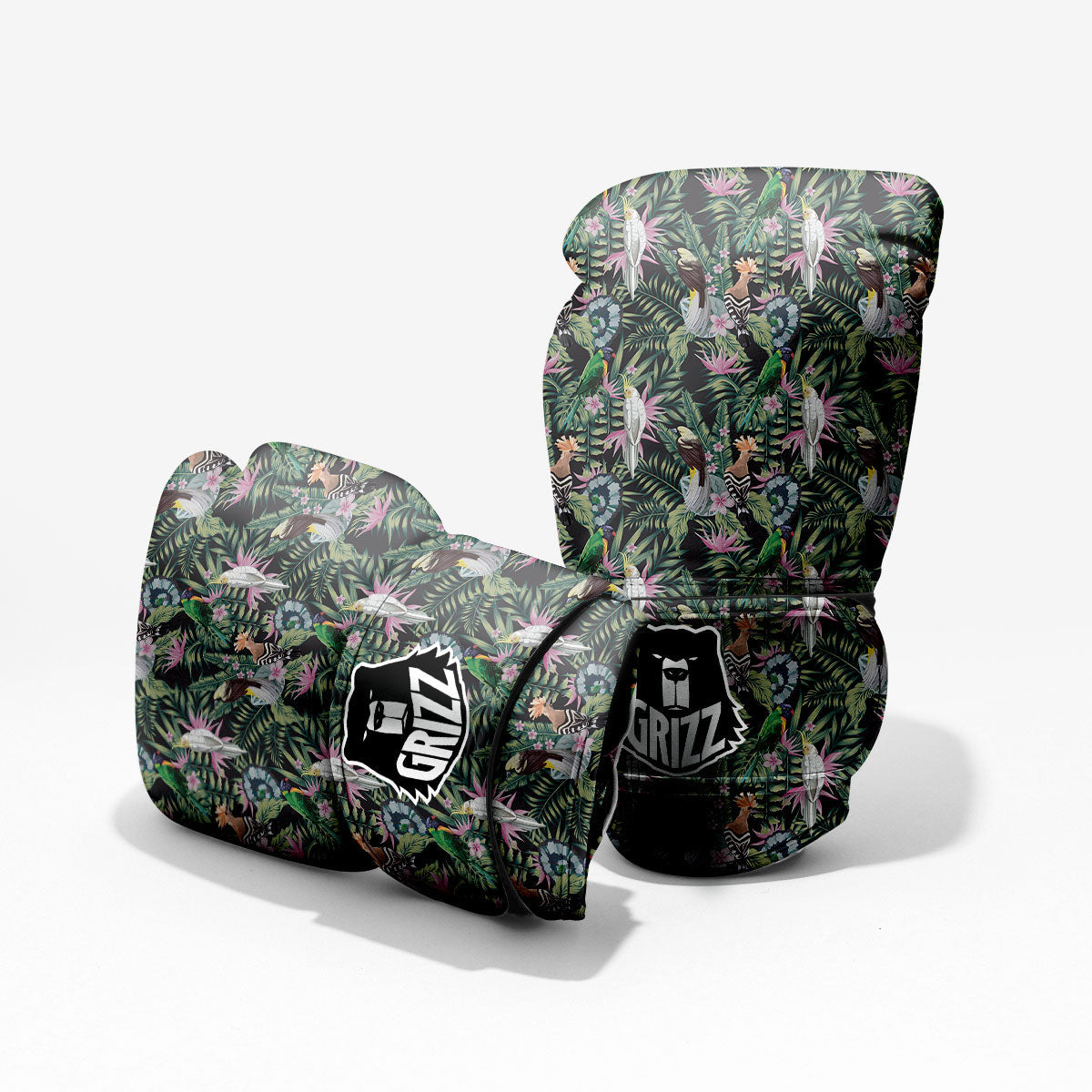 Birds Hawaiian Tropical Print Pattern Sparring Gloves-grizzshop