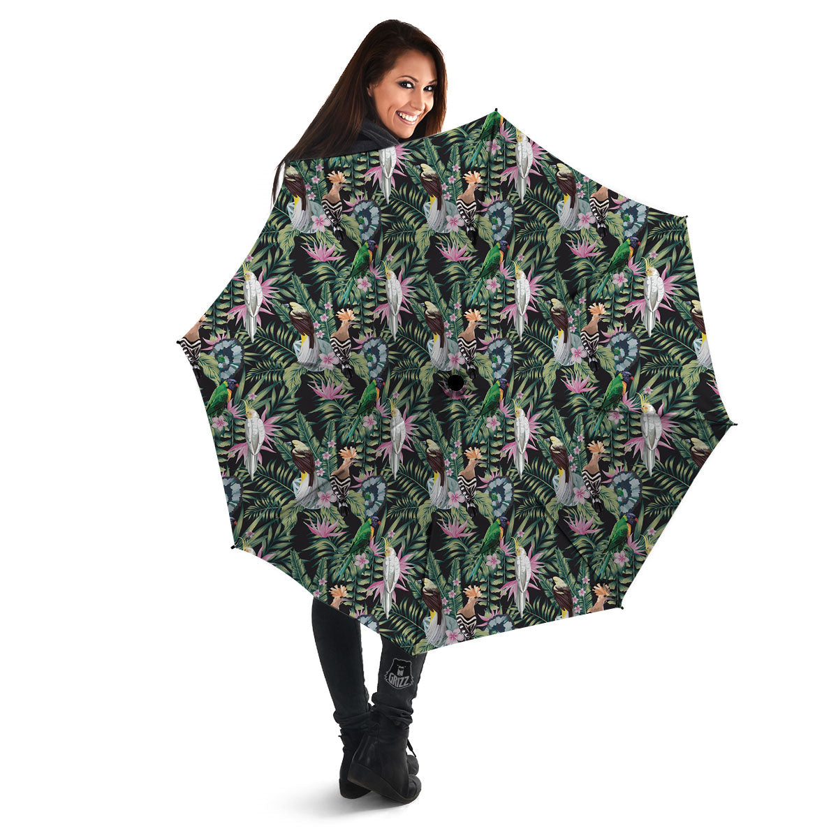 Birds Hawaiian Tropical Print Pattern Umbrella-grizzshop